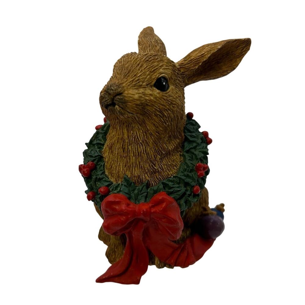 Silver Deer by Tom Rubel, Christmas Animal Collection, Bunny with Wreath Red Bow